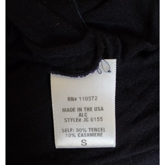 Vintge A.L.C Black Dramatic Pleated Drape Mini Dress Women Small Tencel Cashmere - Picture 5 of 7